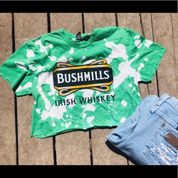 Tops - Bleached distressed bushmills beer tee shirt